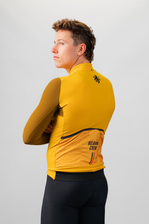 'Boom' Pro Thermal Jersey (Ochre Yellow / Dark Olive Green)