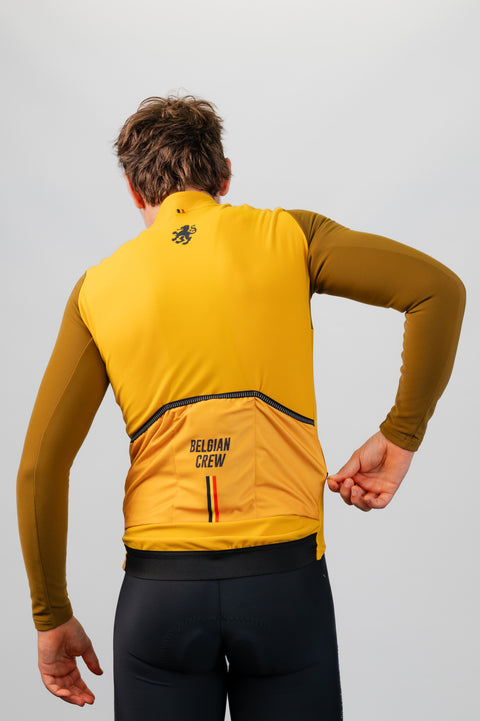 'Boom' Pro Thermal Jersey (Ochre Yellow / Dark Olive Green)