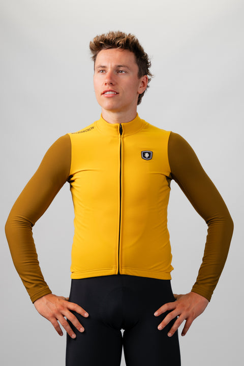 'Boom' Pro Thermal Jersey (Ochre Yellow / Dark Olive Green)