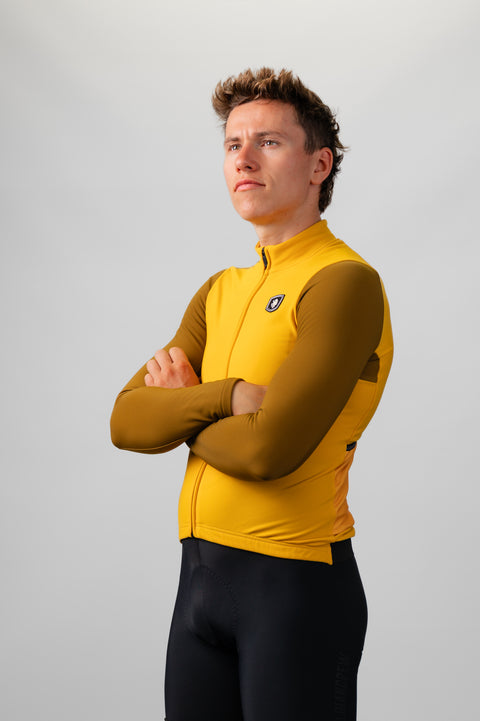 'Boom' Pro Thermal Jersey (Ochre Yellow / Dark Olive Green)